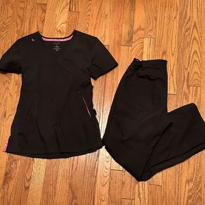 Koi Brand Black Scrub Set S Top/XS Petite Pants